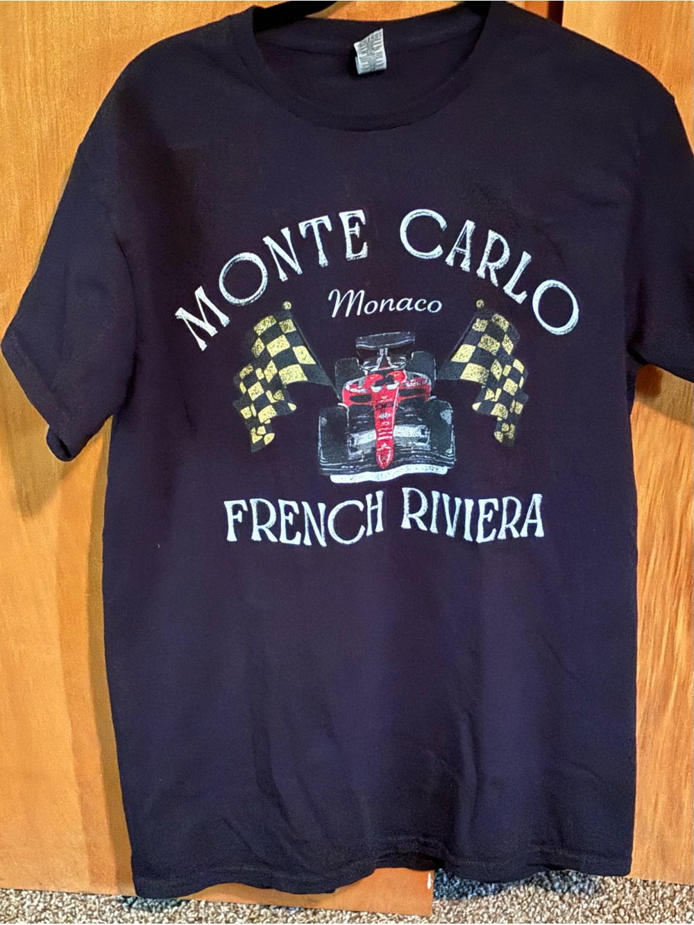 Gildan Black Men's Tee Monte Carlo French Riviera Racing, Medium